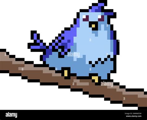 Pixel Art Of Bird On Branch Stock Vector Image And Art Alamy