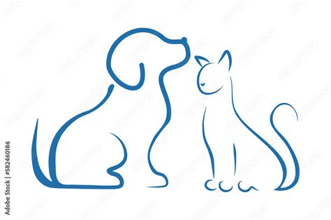 Dog and cat line drawing Stock Vector | Adobe Stock