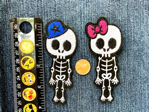 Skeleton Lovers Patches Embroidered Iron On For Your Jacket Etsy