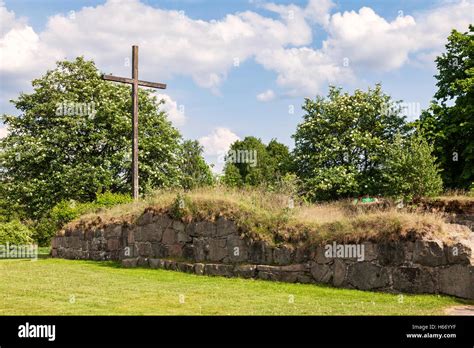 Image Of Large Wooden Cross By Ovraby Church Ruin Outside Halmstad