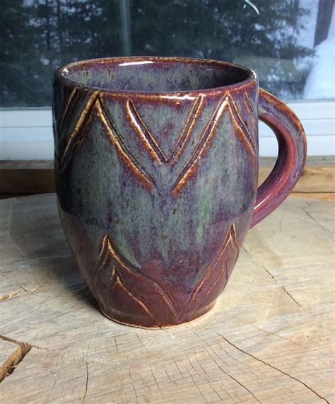 Handmade Mug Carved Mug Coffee Mug Pottery Mug Carved Cup Etsy Mugs