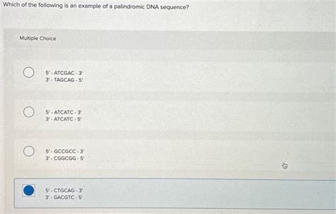 Solved Which of the following is an example of a palindromic | Chegg.com