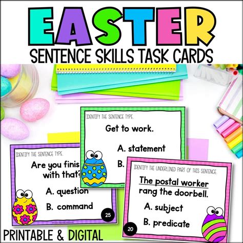 Easter Sentence Skills Task Cards Curious Classroom Adventures