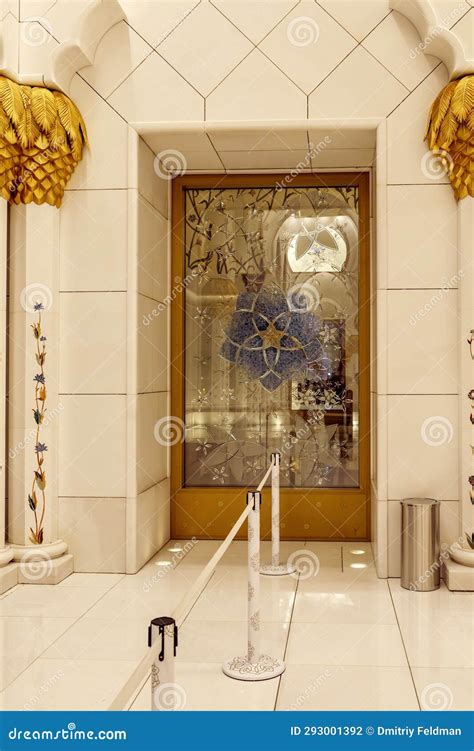 The Splendor Of Decorative Decorations Of Stained Glass Door In Interior Of Sheikh Zayed Grand