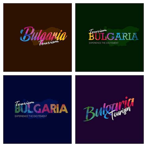 Premium Vector Tourism Bulgaria Typography Logo Background Set