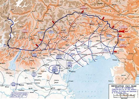 Map of the Battle of Caporetto - Oct 24-Nov 19, 1917