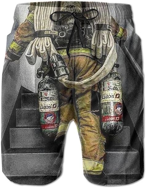 Firefighter Firefighting Flag Mens Casual Board Shorts Loose Fit With