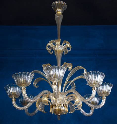 Lampadario Art D Co In Vetro Di Murano Di Ercole Barovier In