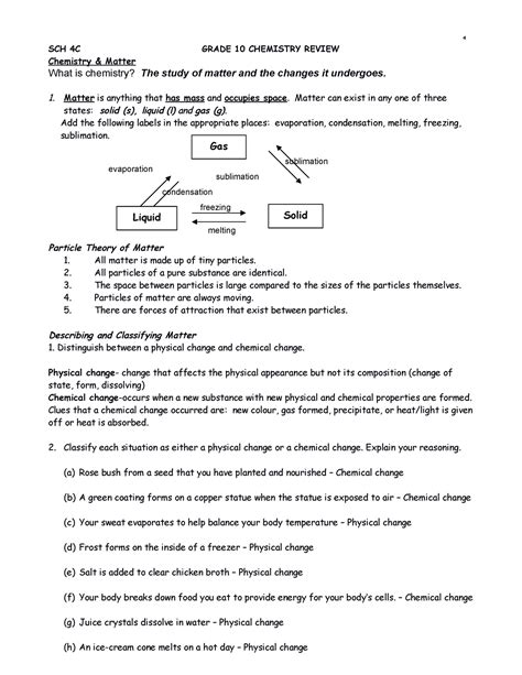 Grade 10 Review Answers SCH 4C GRADE 10 CHEMISTRY REVIEW Chemistry