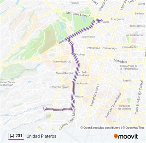 Ruta 231 Horarios Paradas Y Mapas Unidad Plateros Actualizado