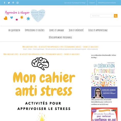 Mon Cahier Anti Stress Des Activit S Pour Apprivoiser Le Stress