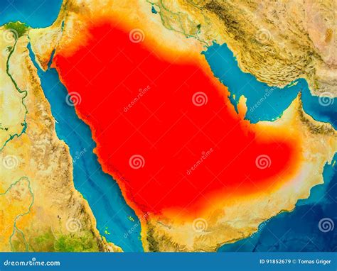 Saudi Arabia On Physical Map Stock Illustration Illustration Of