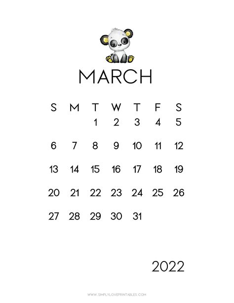 Cute Calendar March 2022