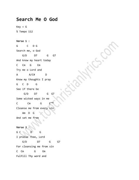 Search Me O God chords Ã¢Â€Â“ Maori Trad, John Mc ... - Christian Lyrics