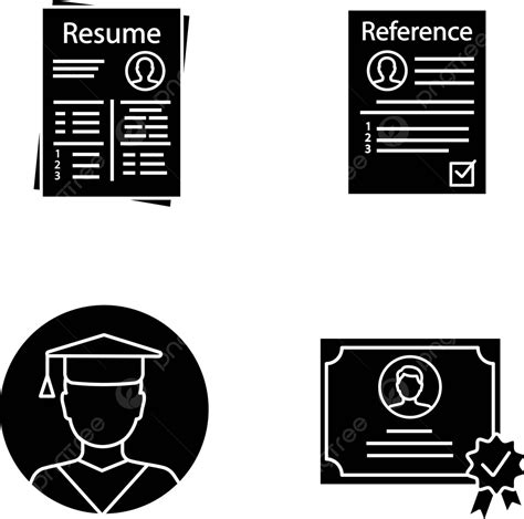 Resume Glyph Icons Set Web Illustration Cv Vector Web Illustration