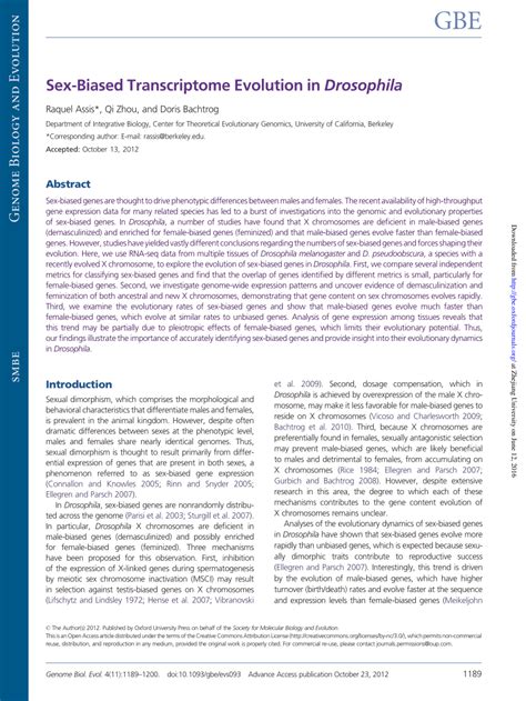 PDF Sex Biased Transcriptome Evolution In Drosophila