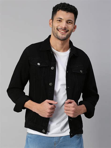 Buy High Star Men Black Solid Denim Jacket Jackets For Men 8081687