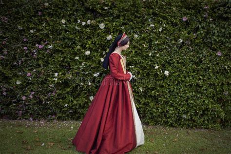 Tudor Woman In Red Dress Stock Photo Image Of Corset 151248054