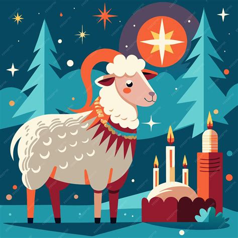 A LongHaired Sheep Standing Proudly in Front of a Festive Christmas