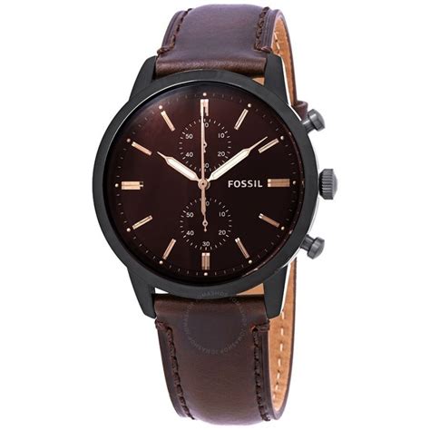 Fossil Homme Montre Analogique Quartz Avec Bracelet Cuir Marron Fs