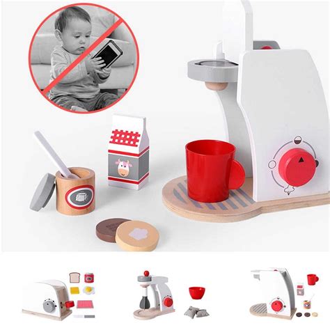 Aparat De Cafea Jucarie Espressor Din Lemn Cu Accesorii Ray Toys