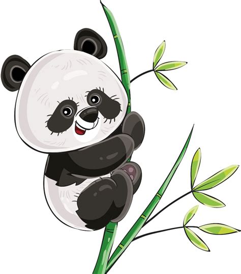 Climbing Panda Illustration Wall Art Decal TenStickers