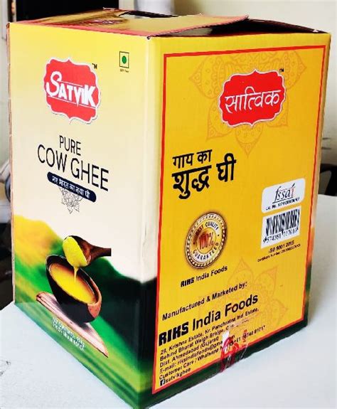 Satvik Pure Cow Ghee Certification FSSAI ISO Packaging Type Tin