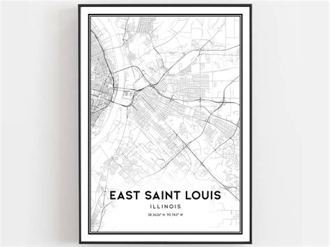 East Saint Louis Map Print East Saint Louis Map Poster Wall - Etsy