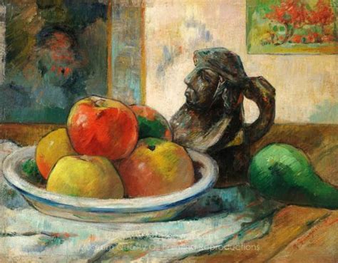 Paul Gauguin Still Life With Apples A Pear And A Ceramic Portrait Jug