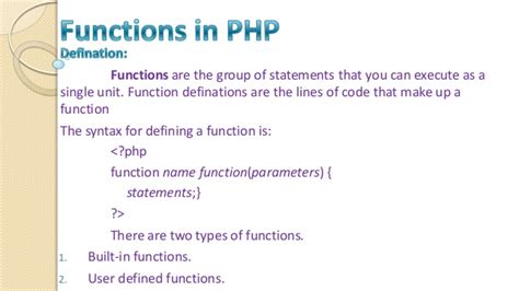 Complete Guide And Tutorials For Php Functions With Example