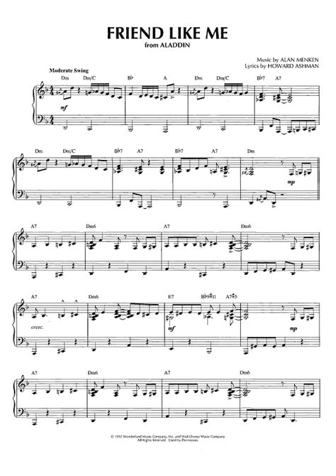 Friend Like Me - from Aladdin" Sheet Music for Piano Solo - Sheet Music Now