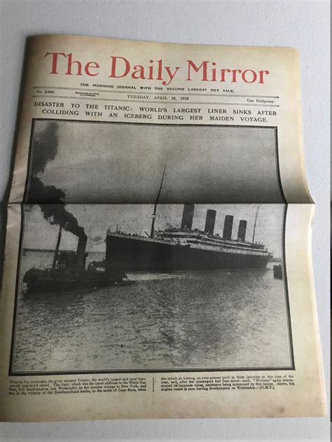 RMS Titanic, April 16 1912 Newspaper, Daily Mirror, Replica Reprint