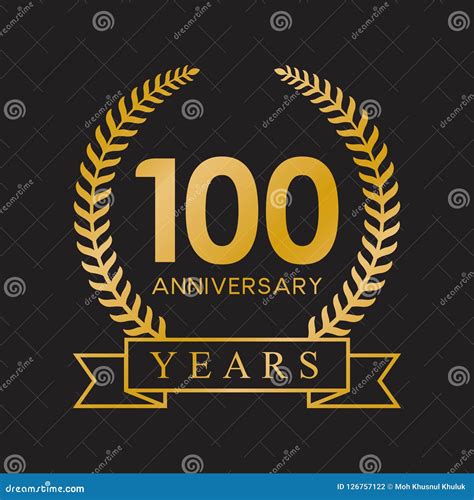 100th Anniversary Years Laurel Wreath Retro Gold Color Stock Vector