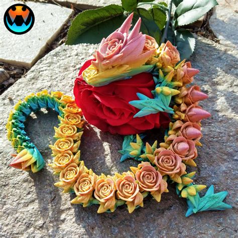 Stl File Rose Dragon Valentines Day Articulating Flexi Wiggle Pet