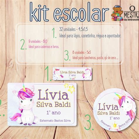 Kit Etiqueta Escolar Unicórnio Elo7 Produtos Especiais