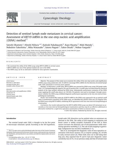 Solution Detection Of Sentinel Lymph Node Metastases In Cervical