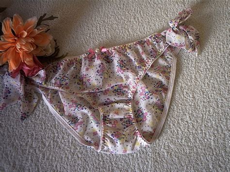 Gorgeous Sissy Ivory Bikini Brief Panties Pink Multi Floral Chiffon Knickers EBay