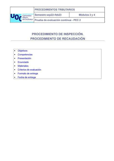 Pec Pec Enunciado Procedimientos Tributarios