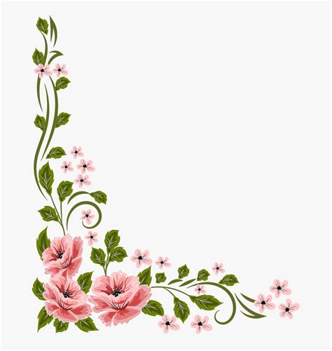 Marcos Vector Floral Flores Png Vector- - Flower Corner Border Design Png, Transparent Png ...