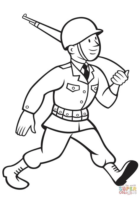 Ww2 American Soldier Marching With Rifle Coloring Page Free Printable