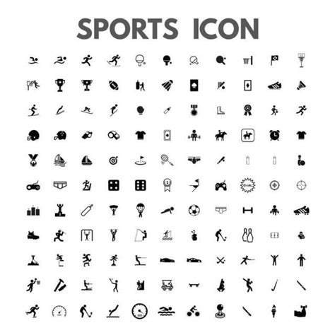 The Sports Icon Set Is Shown In Black And White With Different Symbols