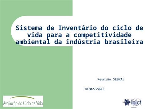 PPT Sistema de Inventário do ciclo de vida para a competitividade