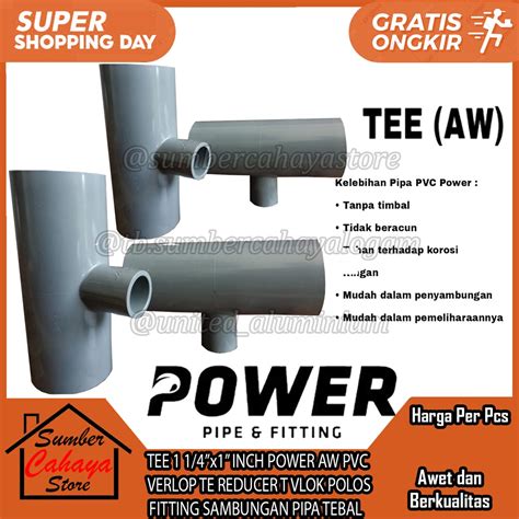 Jual Tee X Inch Power Aw Pvc Verlop Te Reducer Vlok Polos Fitting