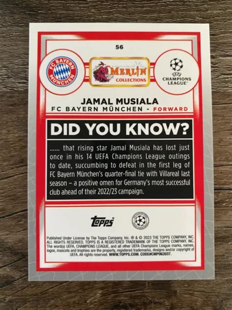 JAMAL MUSIALA 56 2022 23 Topps Merlin UEFA Chrome Bayern Munich EUR 2