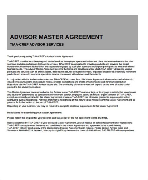 Advisor Agreement Template