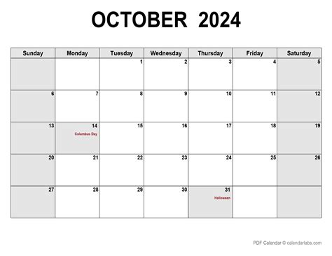 Printable October Calendar Calendar Craze