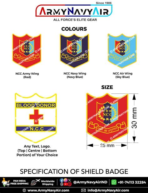 Personalised Ncc National Cadet Corps Camp Badges Armynavyair