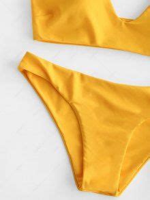 ZAFUL Solid Bralette Bikini Swimsuit In DEEP YELLOW ZAFUL