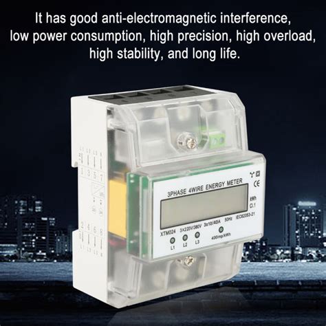 DIN Rail Electric Meter 4 Wire 6 2 Digits Display KWh Meter For Sub