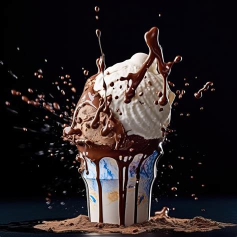 Premium Ai Image A Cup Of Ice Cream With Chocolate And Vanilla Ice